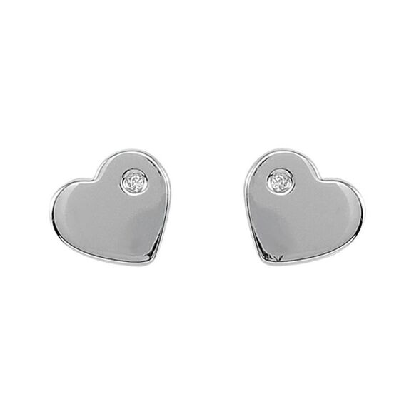 9mm Diamond Accent Heart Post Earrings in Sterling Silver